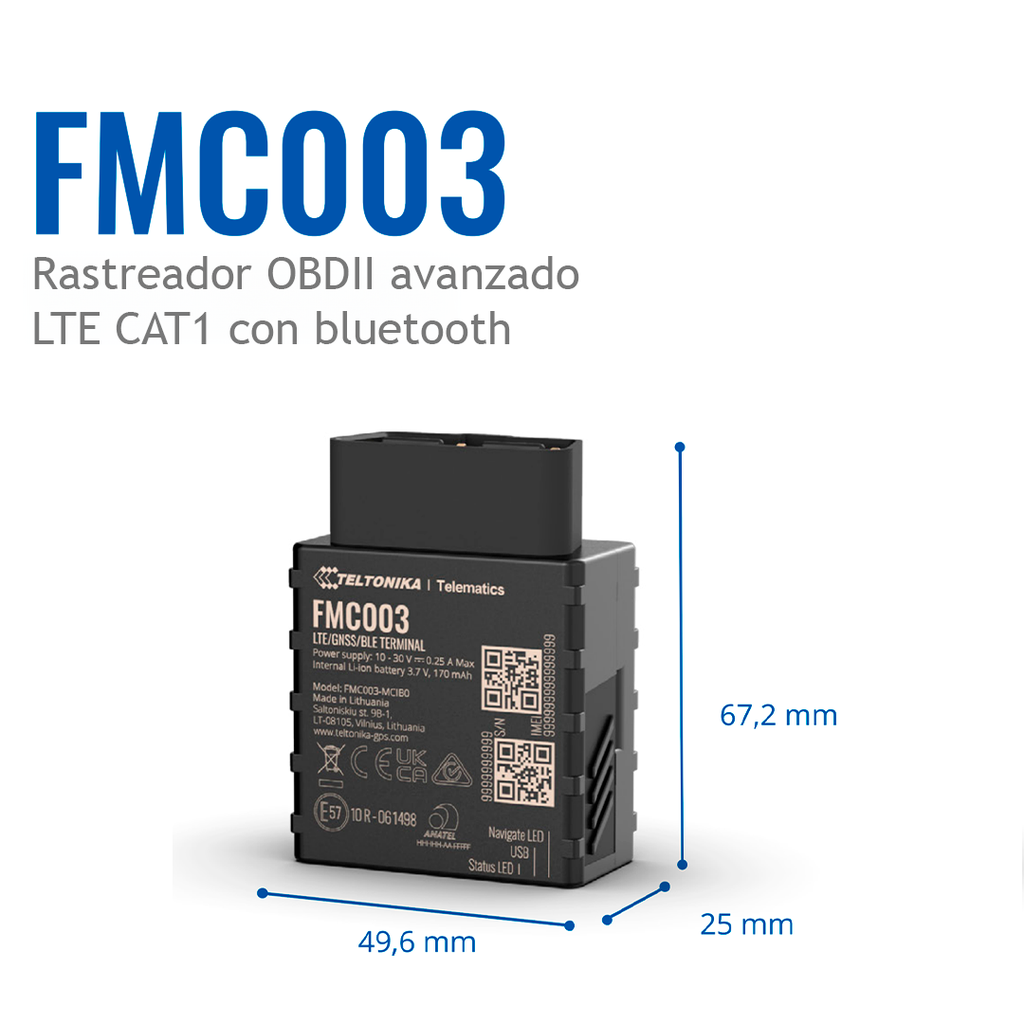 Rastreador GPS puerto OBDII - Teltonika FMC003