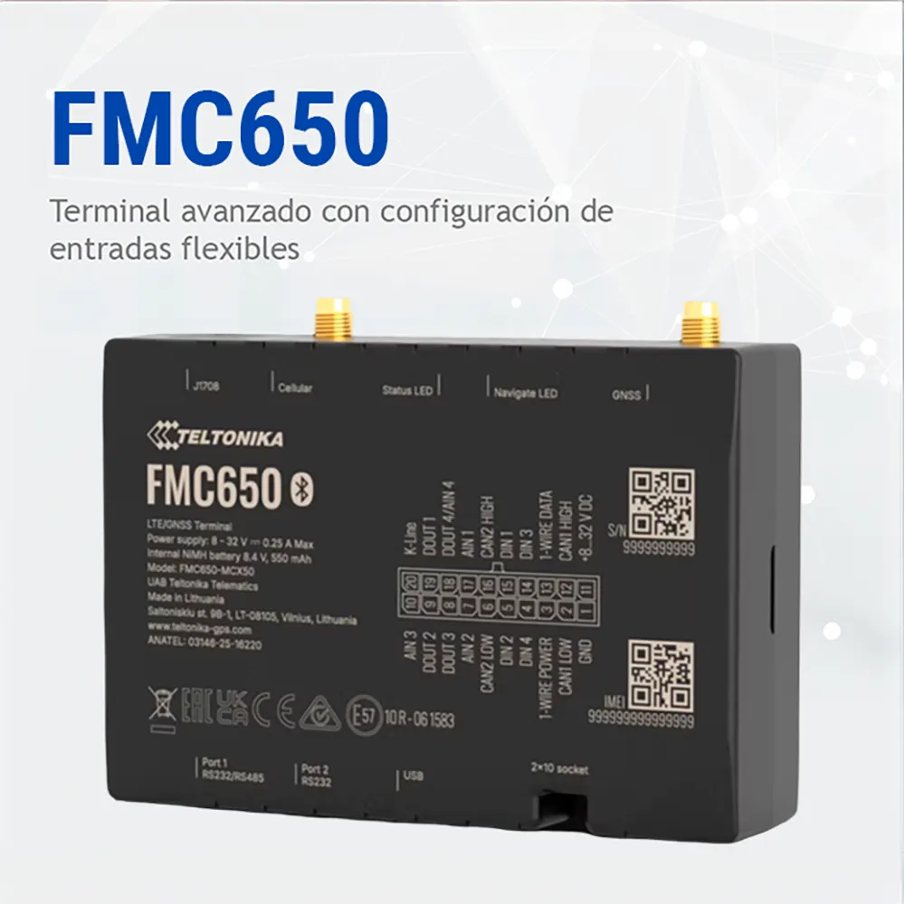 GPS Avanzado de múltiples entradas Heavy Duty- Teltonika FMC650
